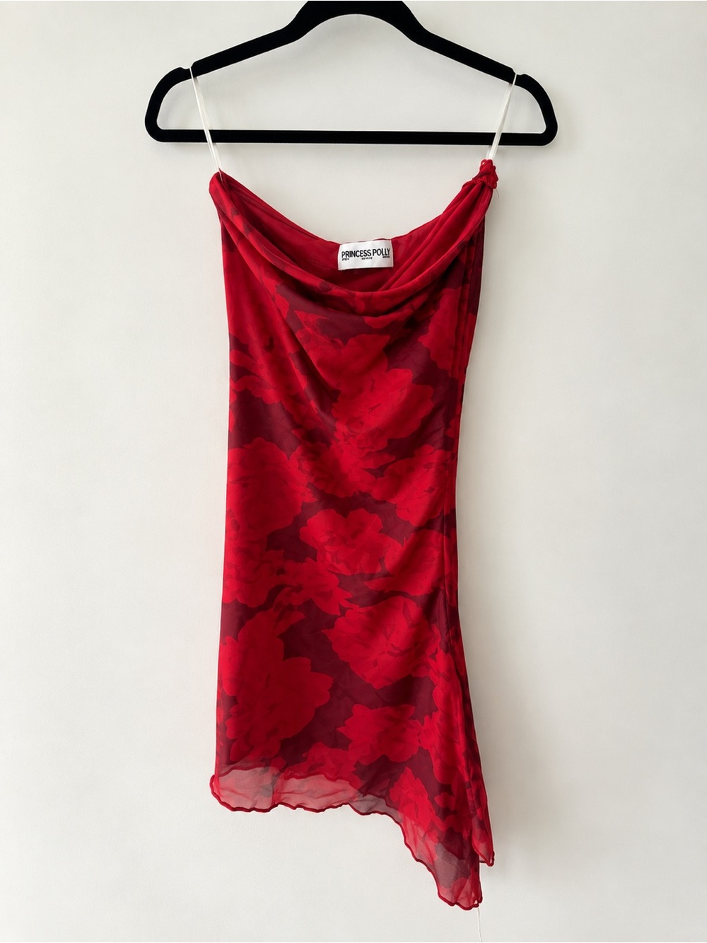 Princess Polly Red Floral Cowl Slip Dress